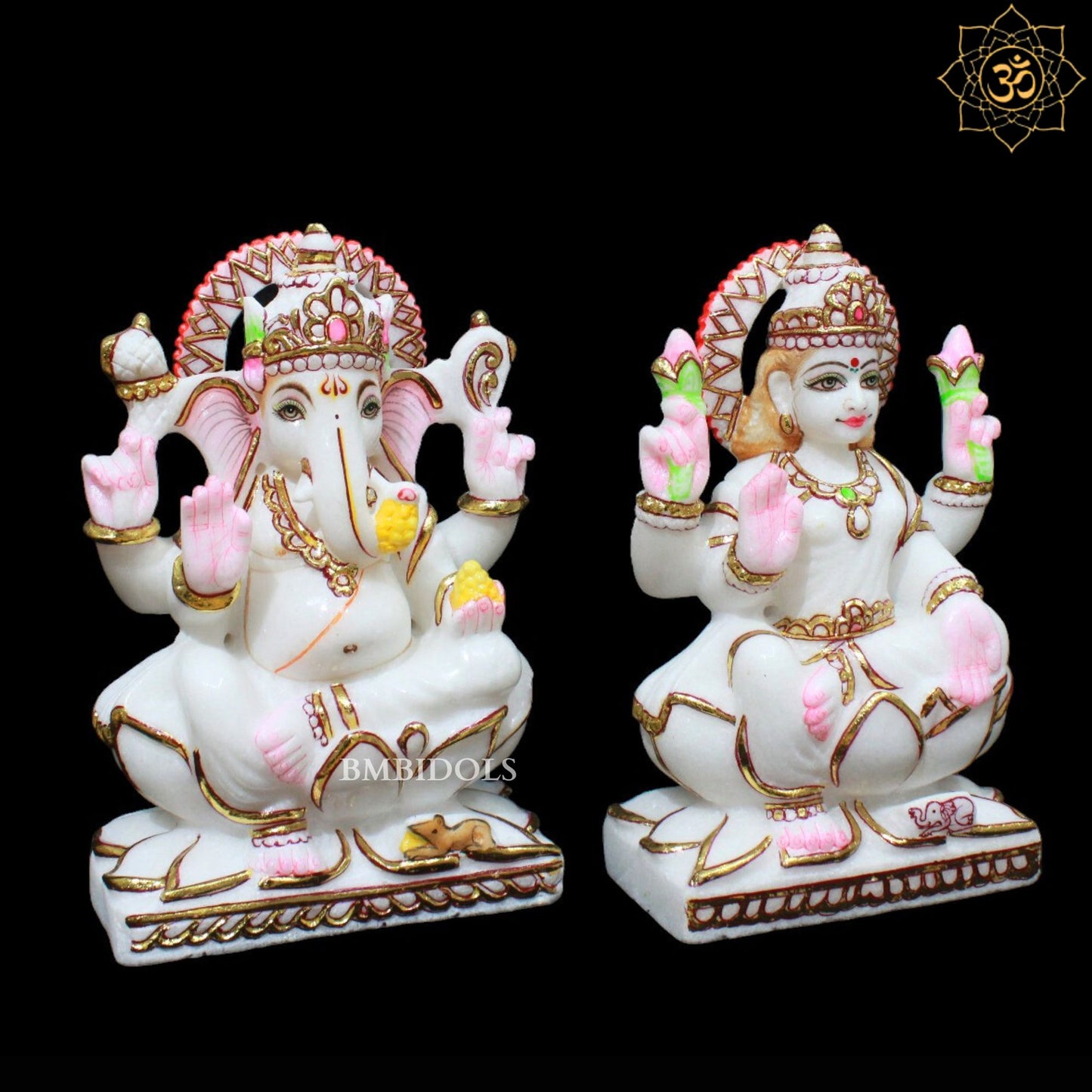 Ganesh Lakshmi Marble Murti in 9inches for Homes and Temples