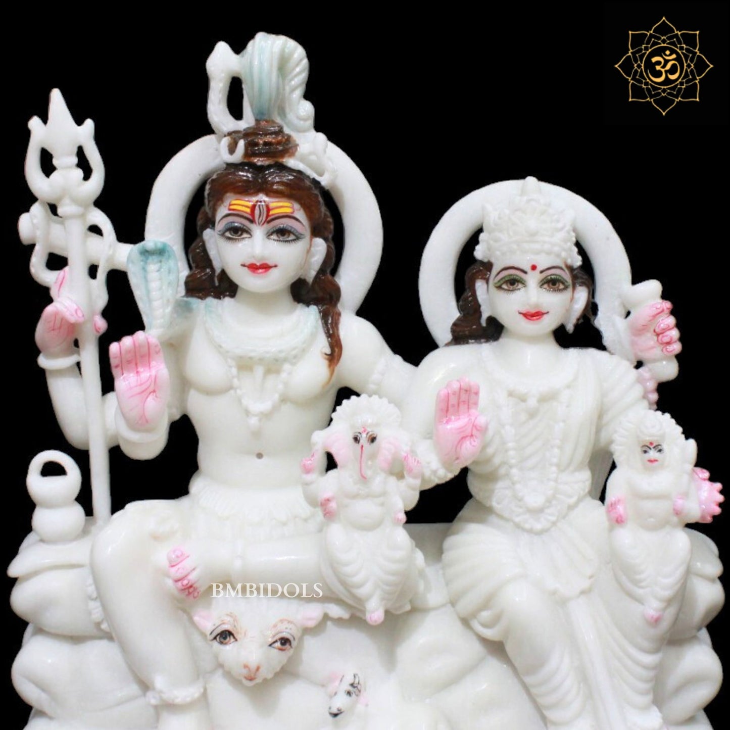 Shiv Parivar Marble Murti for Homes and Temples in 12inches