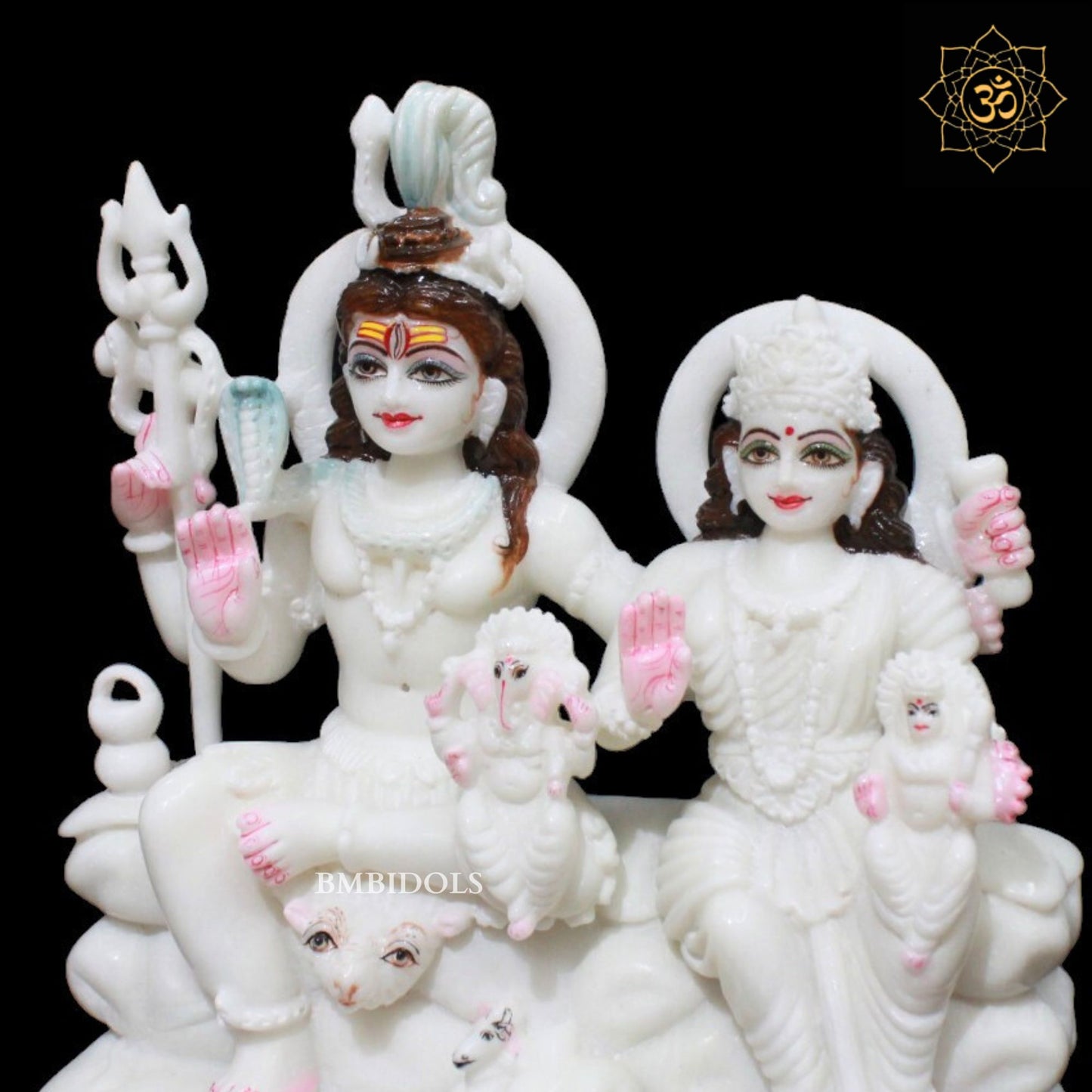 Shiv Parivar Marble Murti for Homes and Temples in 12inches