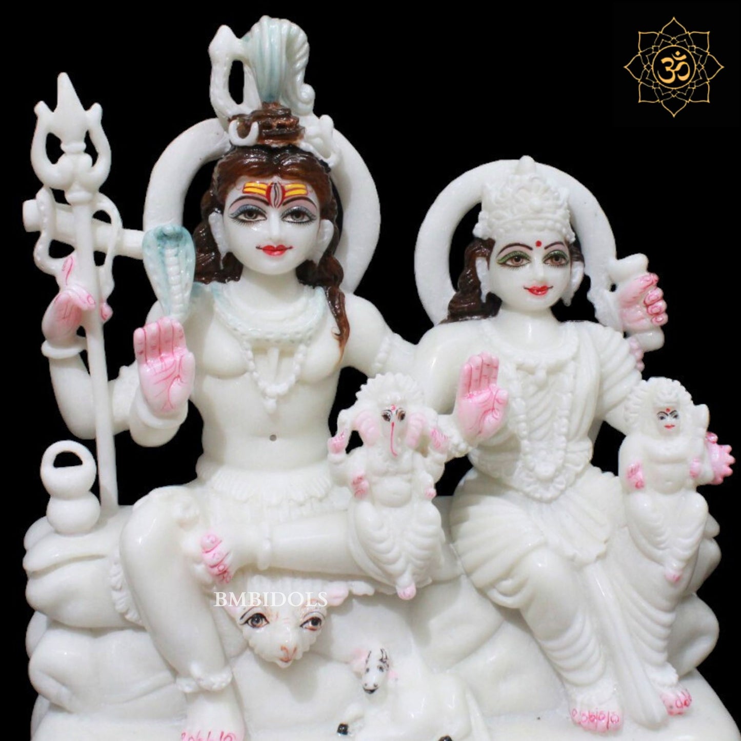 Shiv Parivar Marble Murti for Homes and Temples in 12inches