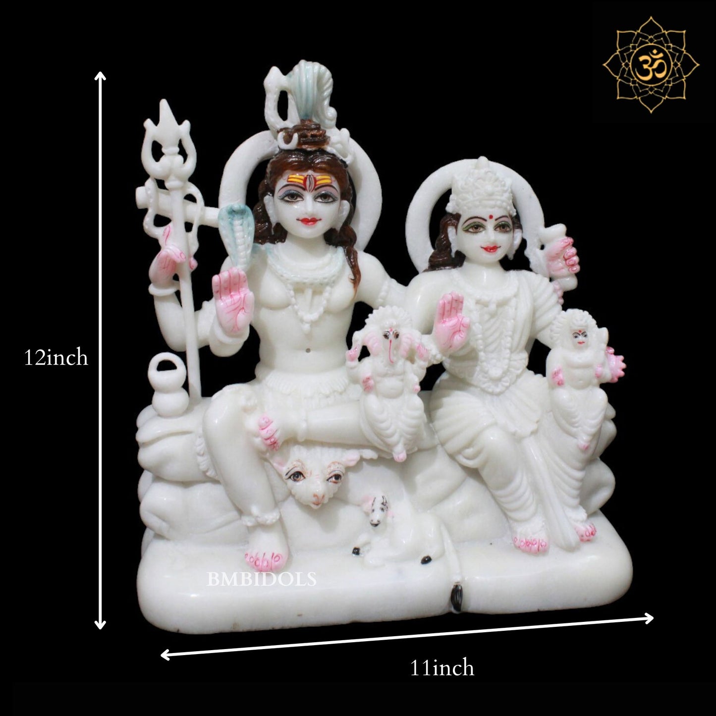 Shiv Parivar Marble Murti for Homes and Temples in 12inches