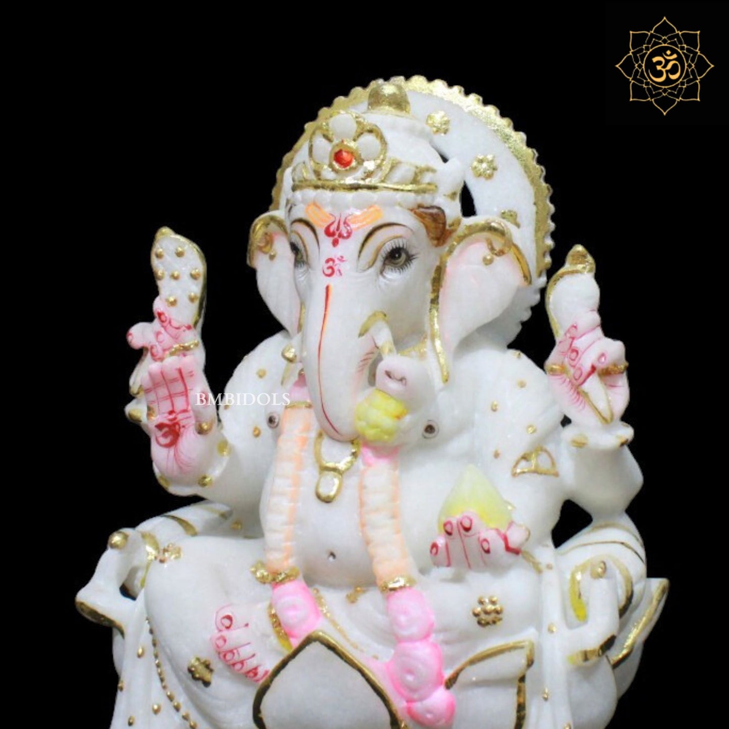 9inch Marble Ganesh Statue for Homes and Temples in Makrana Marble