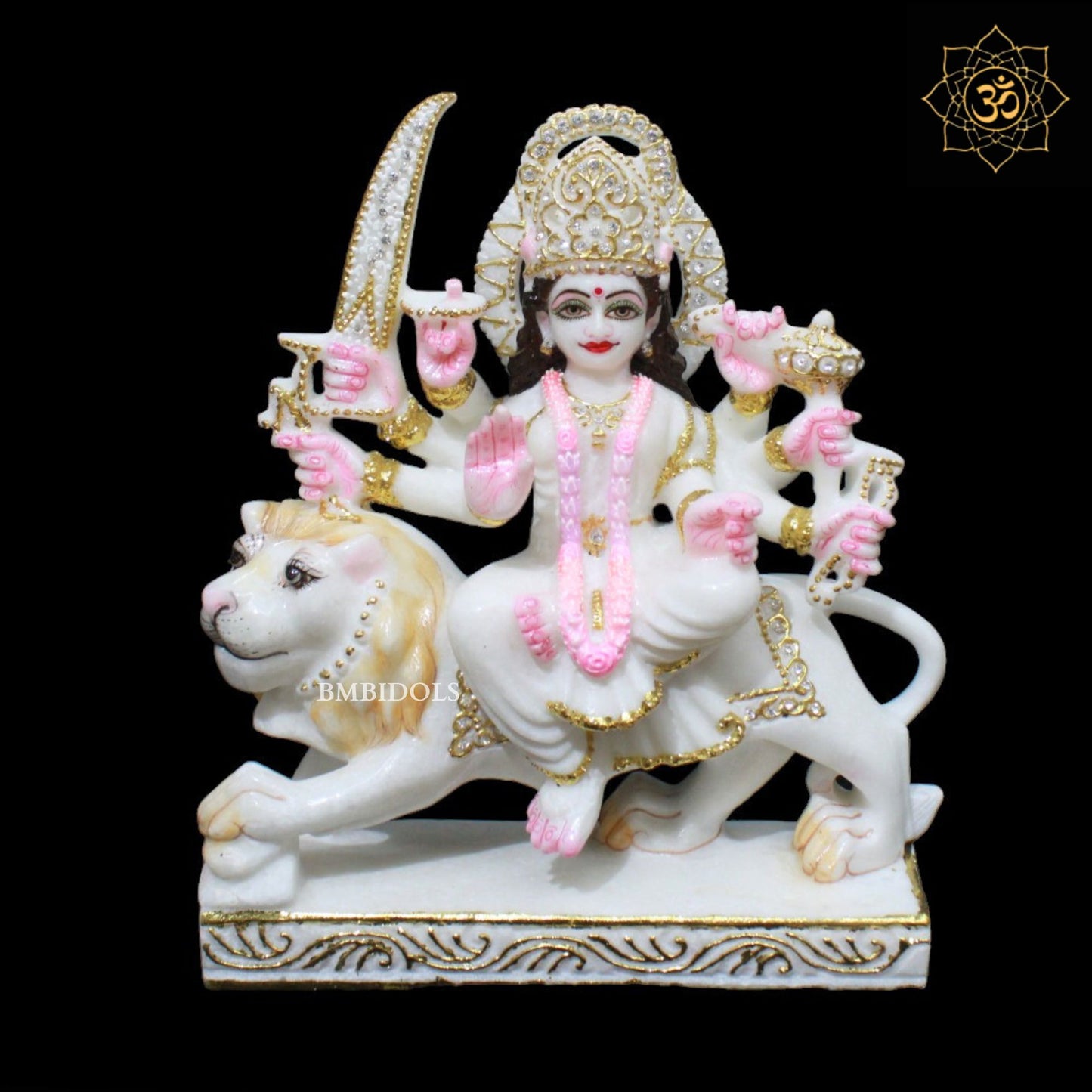 White Marble Durga Maa Murti for Homes and Temples in 1feet