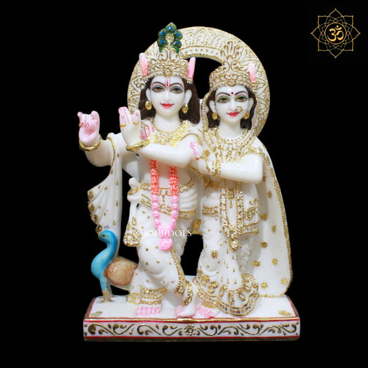 Jugal Radha Krishna Murti for Homes and Temples in 12inches in Makrana Marble