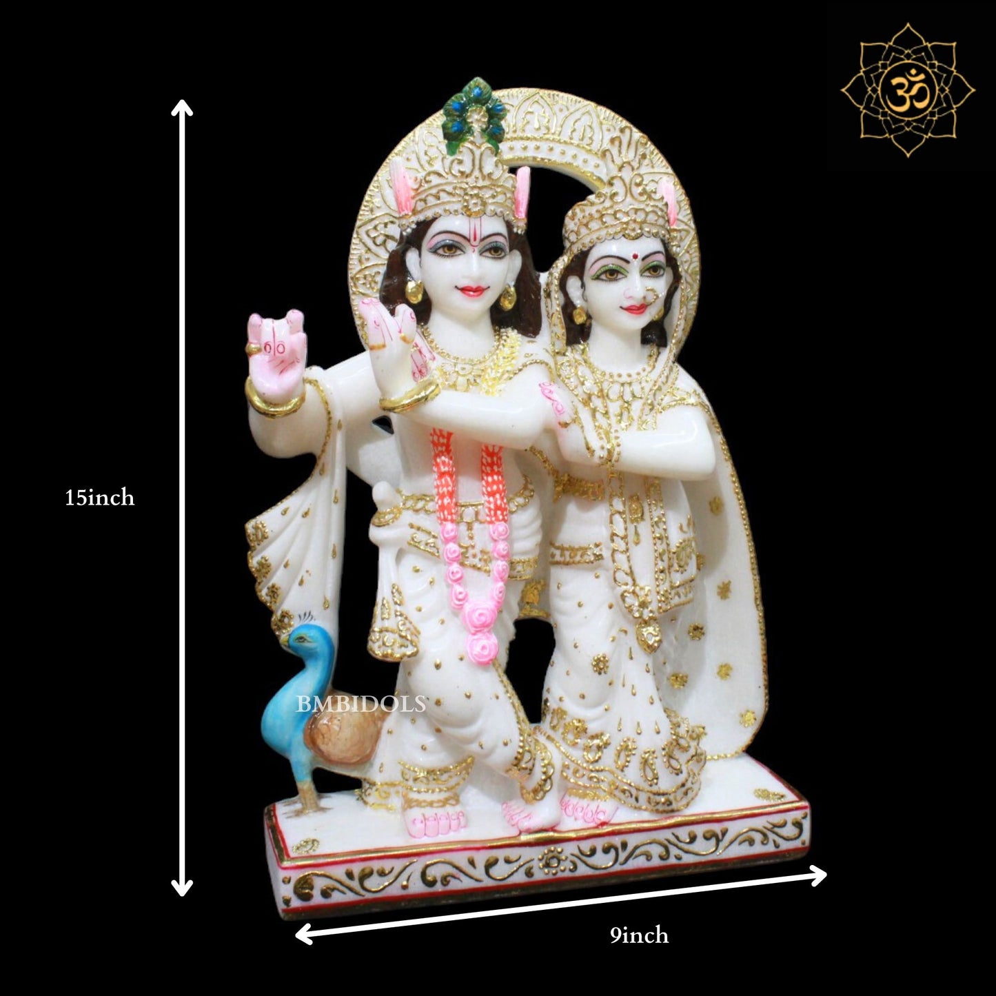 Jugal Radha Krishna Murti for Homes and Temples in 12inches in Makrana Marble