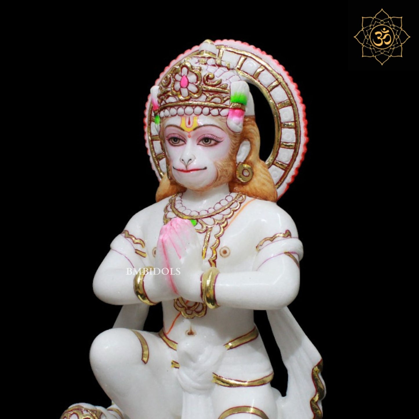 1foot Marble Das Hanuman Murti in Makrana Marble for Homes and Temples