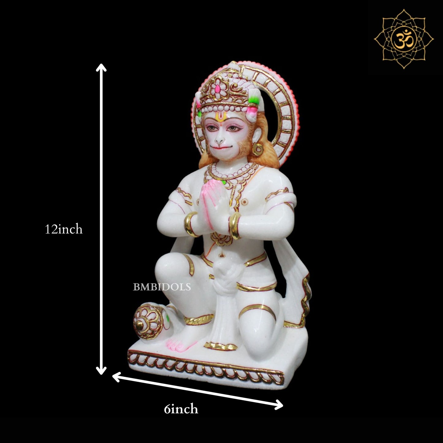 1foot Marble Das Hanuman Murti in Makrana Marble for Homes and Temples