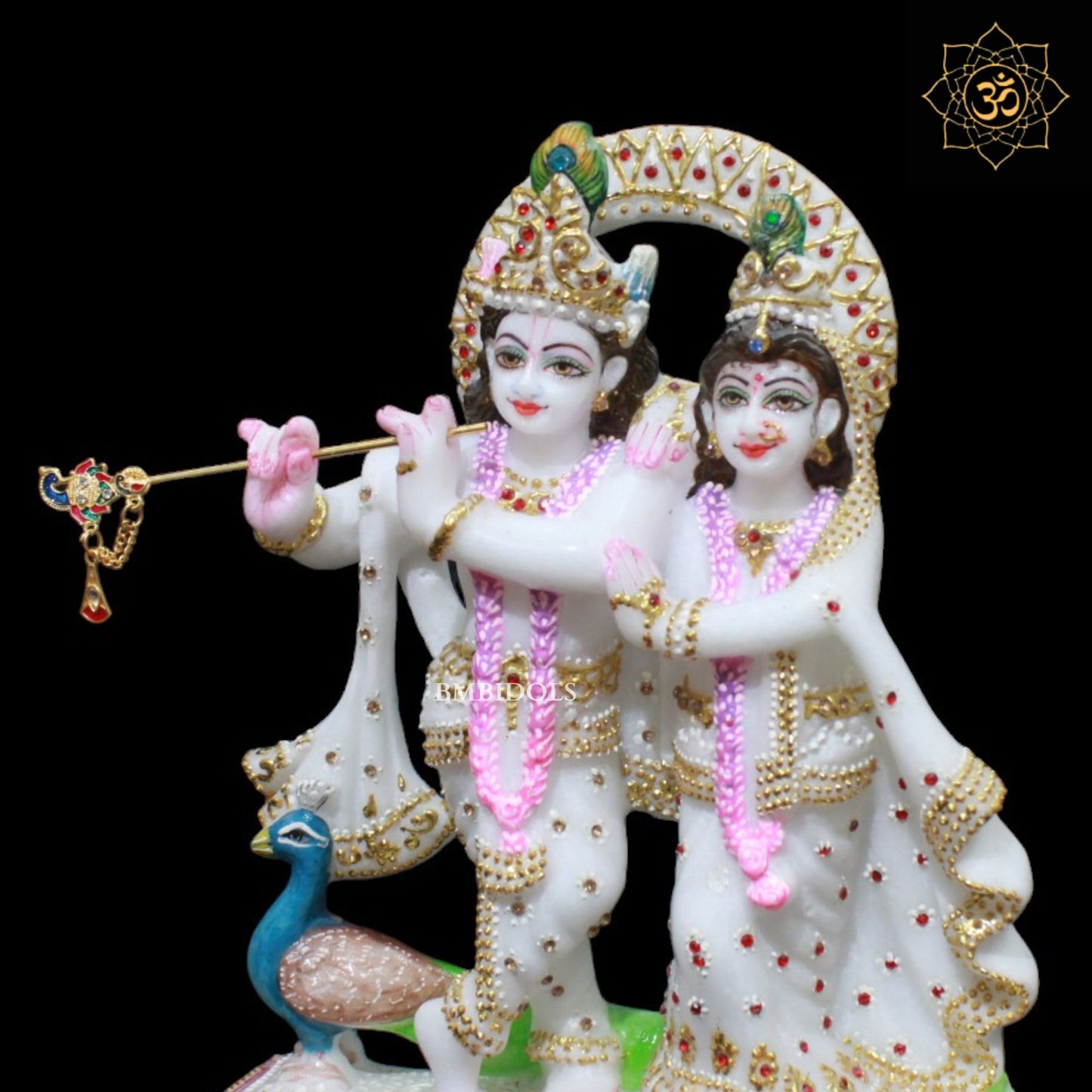 Marble Small Jugal Radha Krishna Murti for Homes and Temples in 9inch