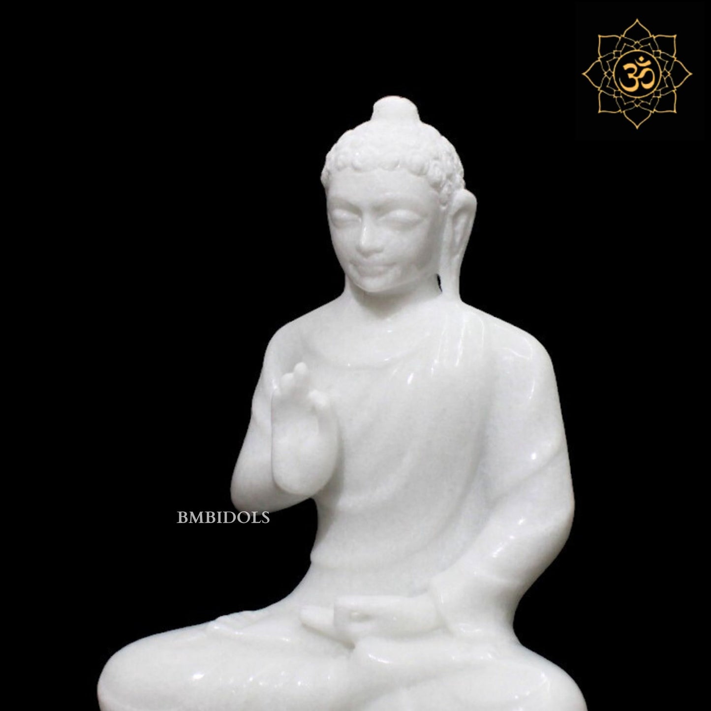 Meditating Marble Buddha Statue in 11inches sitting on Lotus