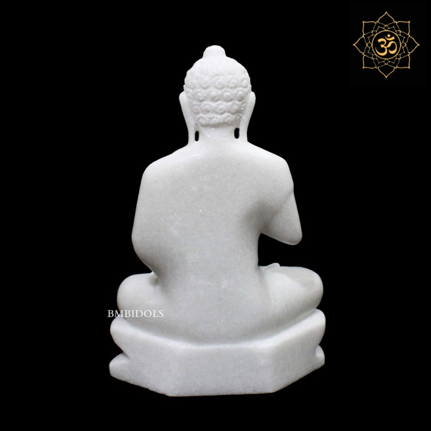 Meditating Marble Buddha Statue in 11inches sitting on Lotus