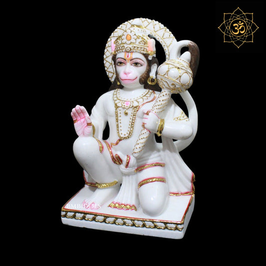 Ashirwad Marble Hanuman Murti for Homes and Temples in 15inch