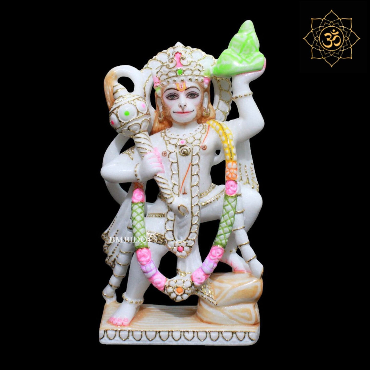 Veer Hanuman Marble Murti for Homes and Temples in 12inch