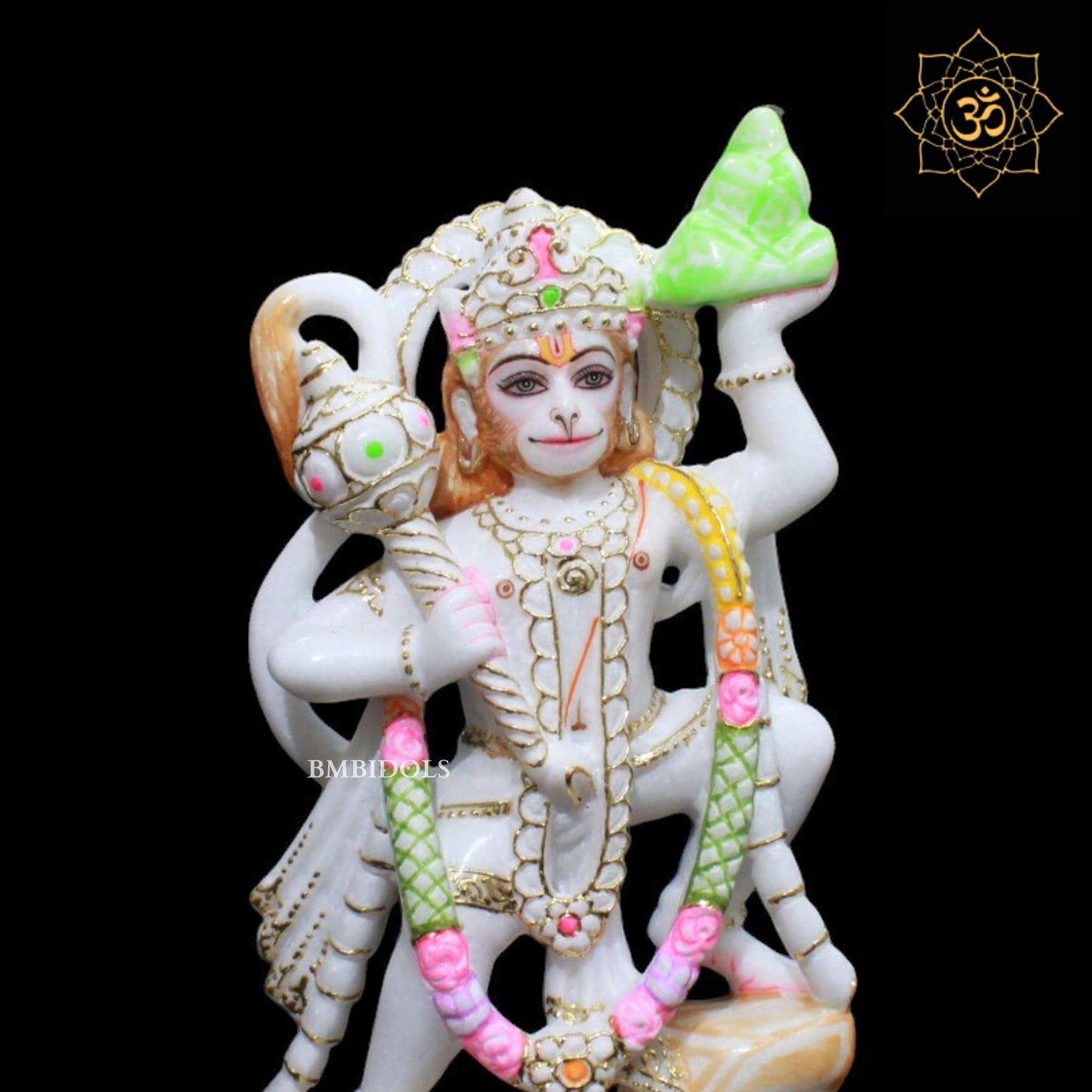 Veer Hanuman Marble Murti for Homes and Temples in 12inch