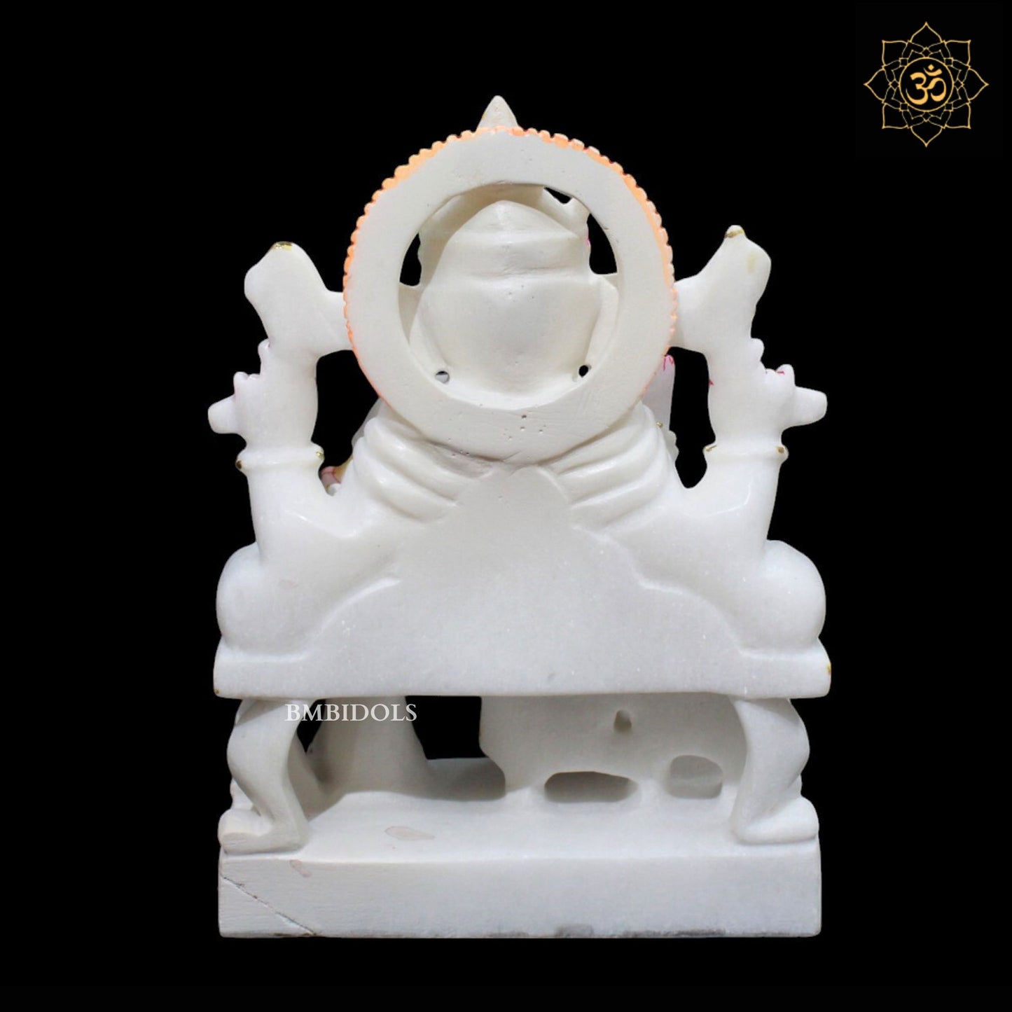 White Marble Ganesh Murti in Makrana Marble in 9inch