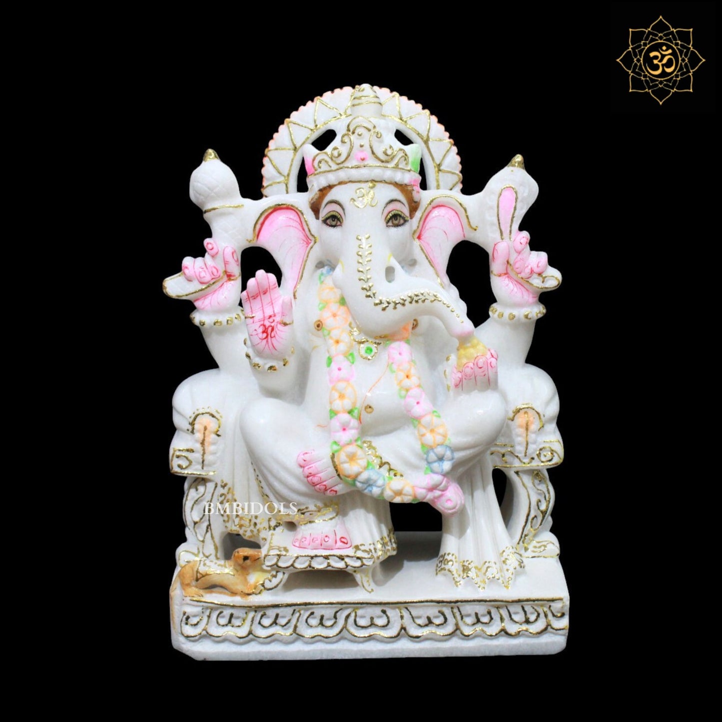 10inch Ganpati Bapa Murti in Makrana Marble for Homes and Temples