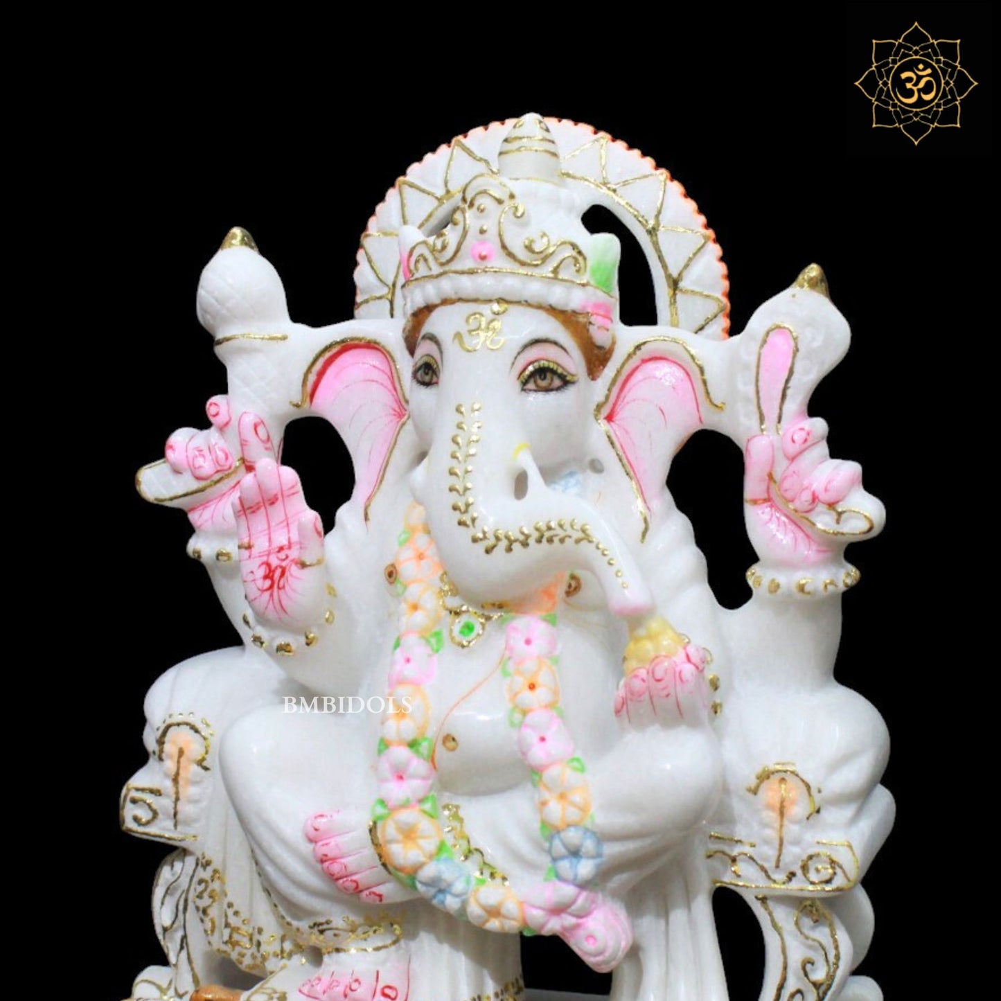 10inch Ganpati Bapa Murti in Makrana Marble for Homes and Temples