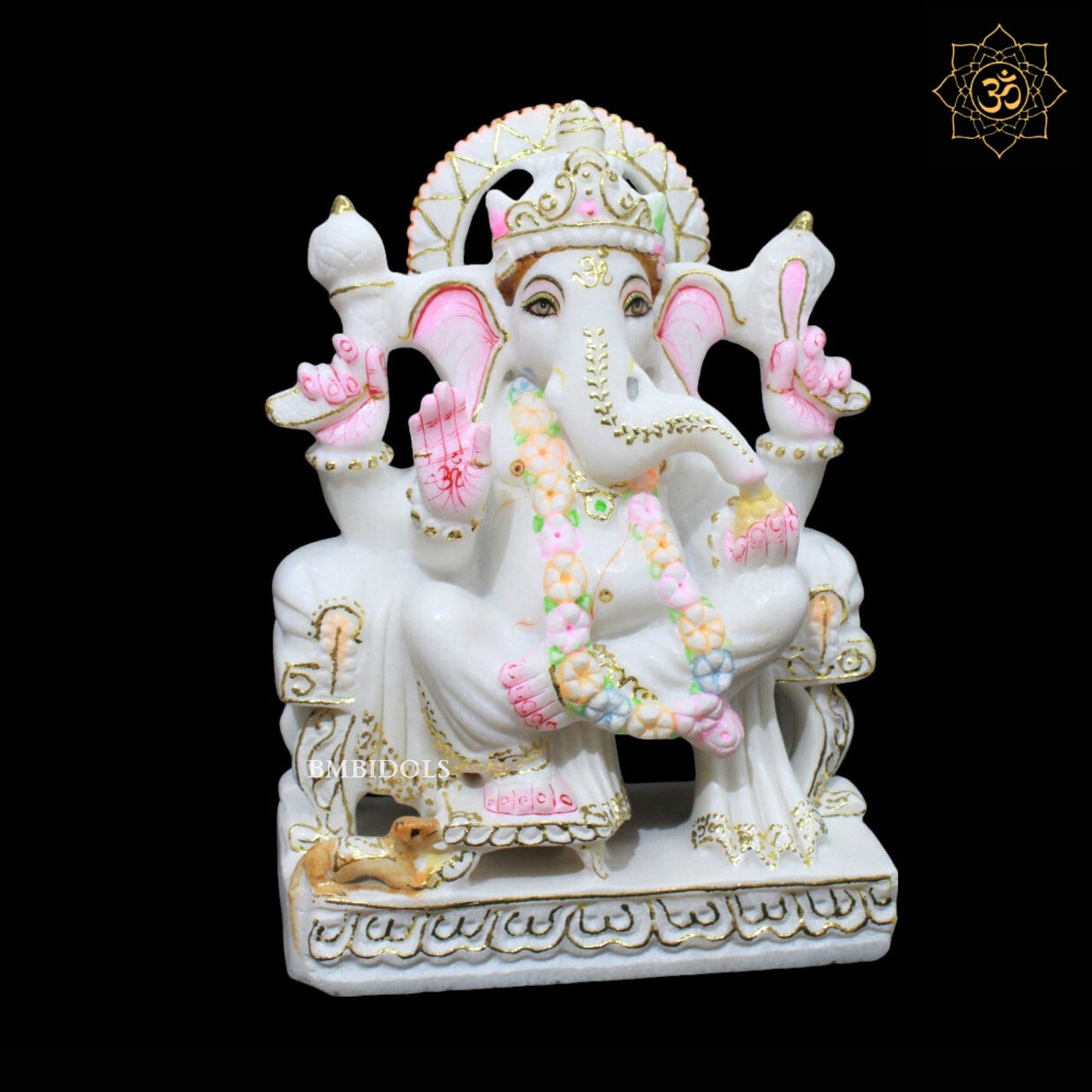 10inch Ganpati Bapa Murti in Makrana Marble for Homes and Temples