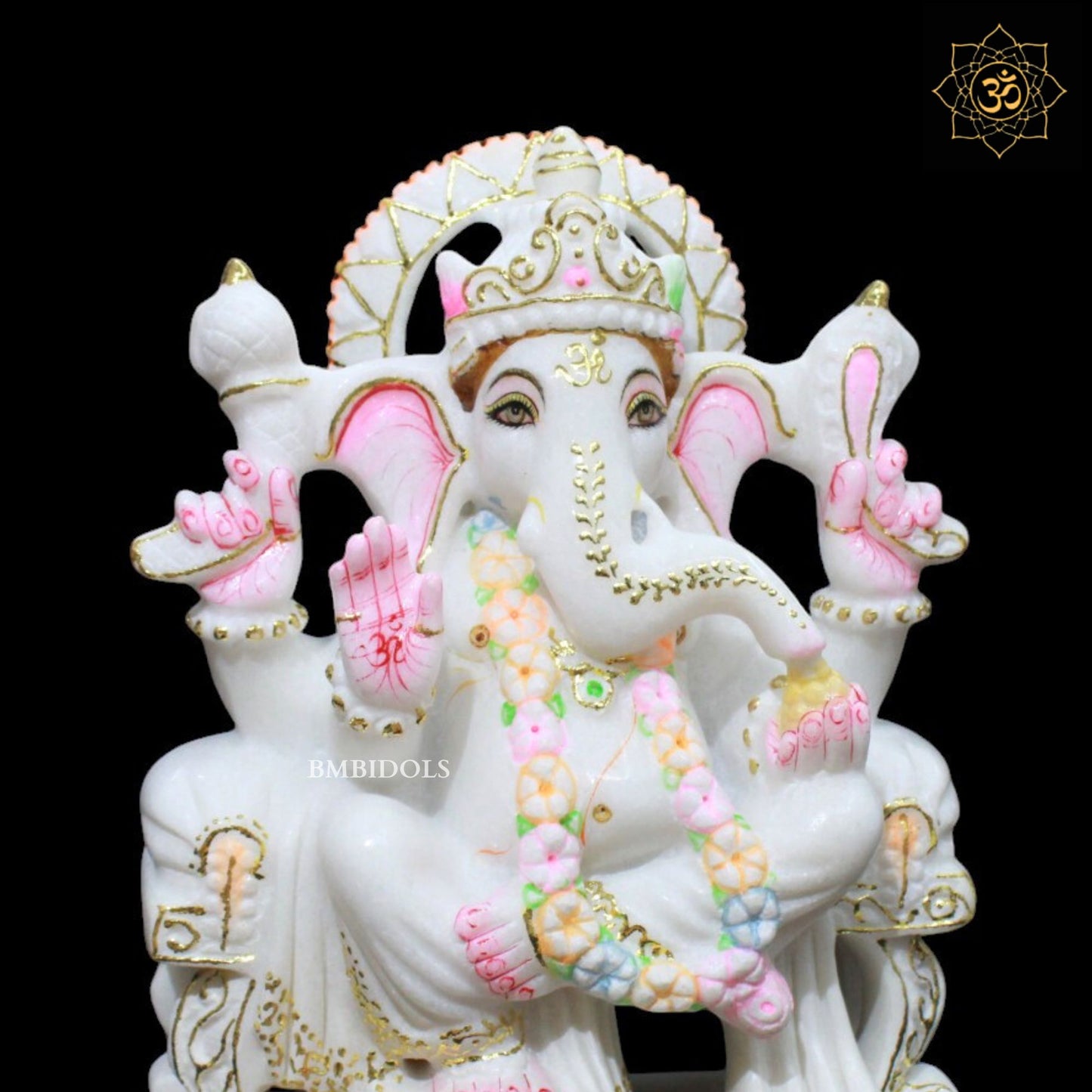 10inch Ganpati Bapa Murti in Makrana Marble for Homes and Temples