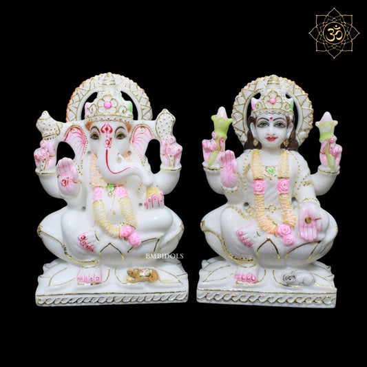 Marble Ganesh Lakshmi Murti for Homes and Temples in 9inch