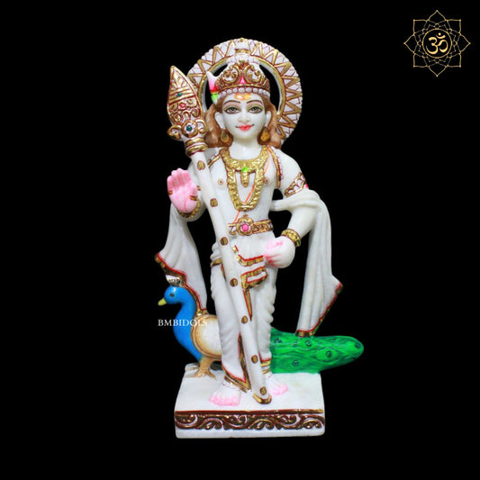 Marble Murugan Murti for Homes and Temples in 1feet