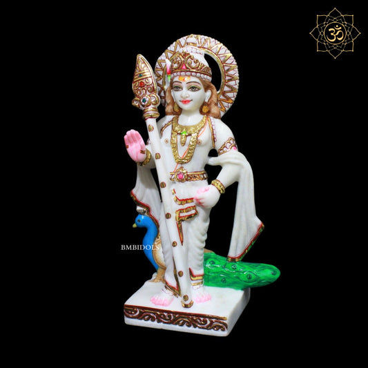 Marble Murugan Murti for Homes and Temples in 1feet