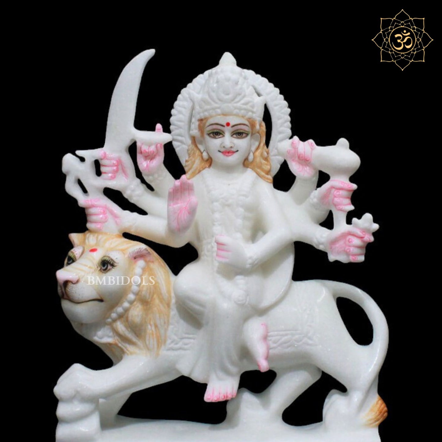 White Sherwali Durga Maa Marble Murti for Homes and Temples