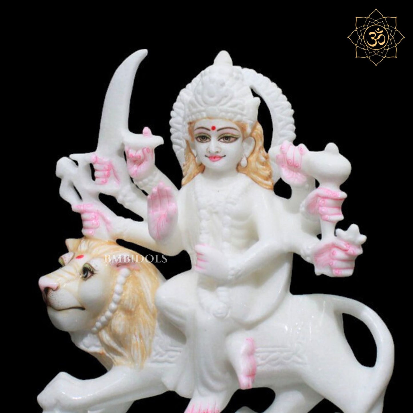 White Sherwali Durga Maa Marble Murti for Homes and Temples