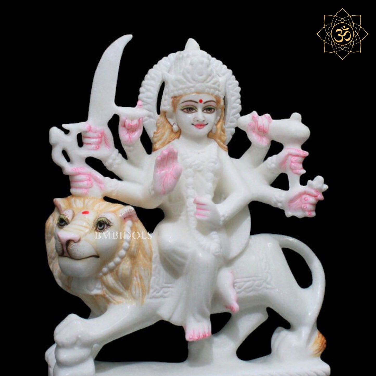 White Sherwali Durga Maa Marble Murti for Homes and Temples