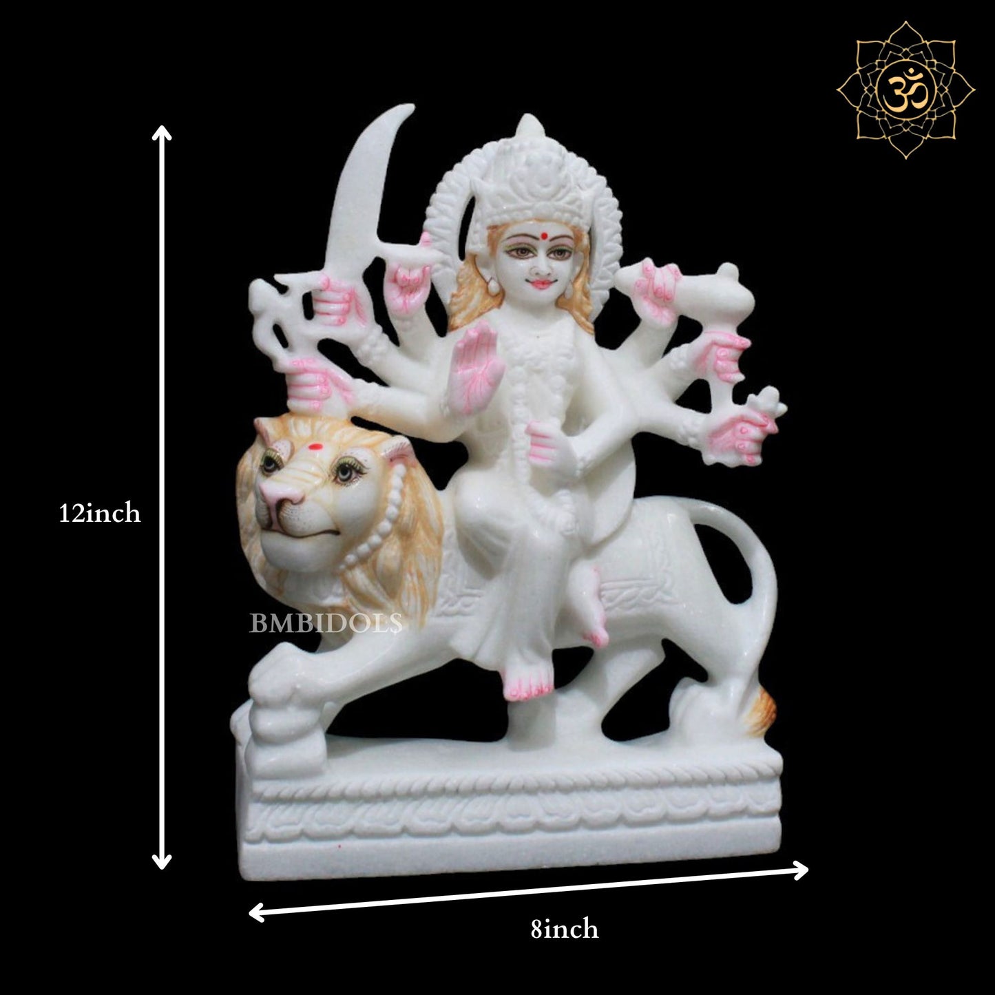 White Sherwali Durga Maa Marble Murti for Homes and Temples