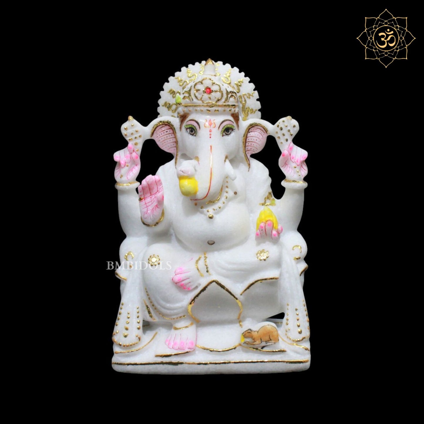 7inch Marble Ganesh Murti for Home Mandirs in Makrana Marble