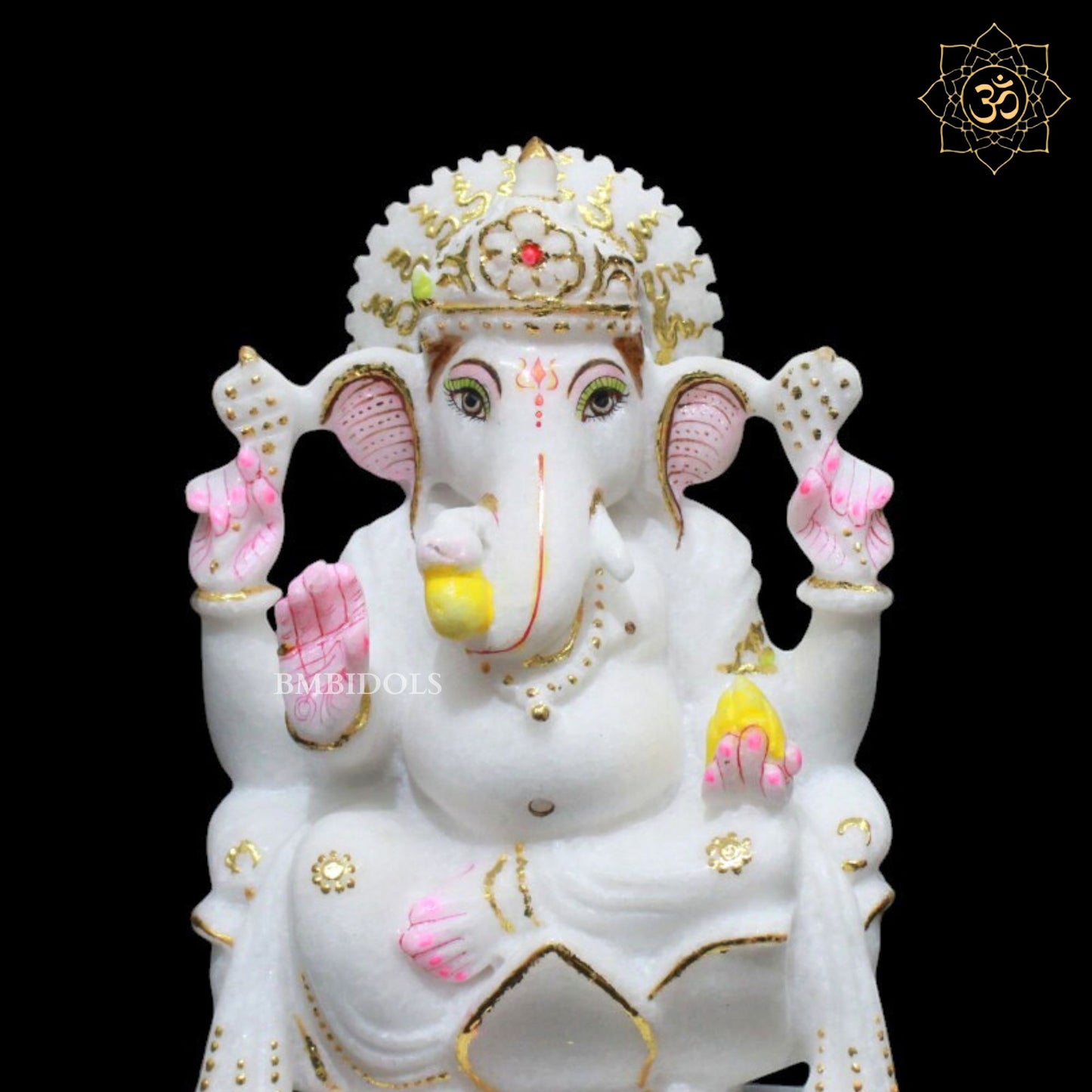 7inch Marble Ganesh Murti for Home Mandirs in Makrana Marble