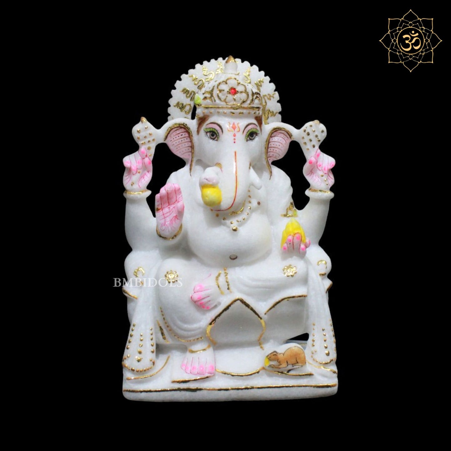 7inch Marble Ganesh Murti for Home Mandirs in Makrana Marble