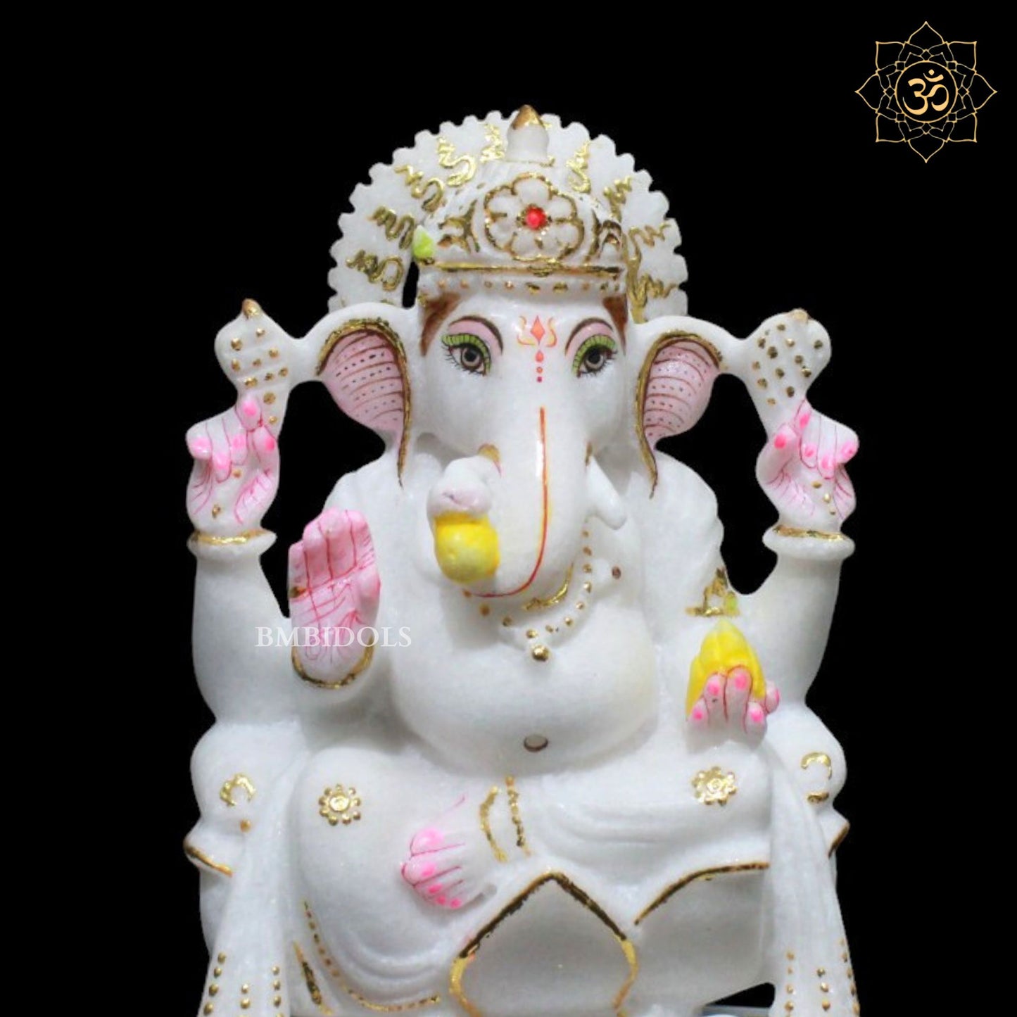 7inch Marble Ganesh Murti for Home Mandirs in Makrana Marble