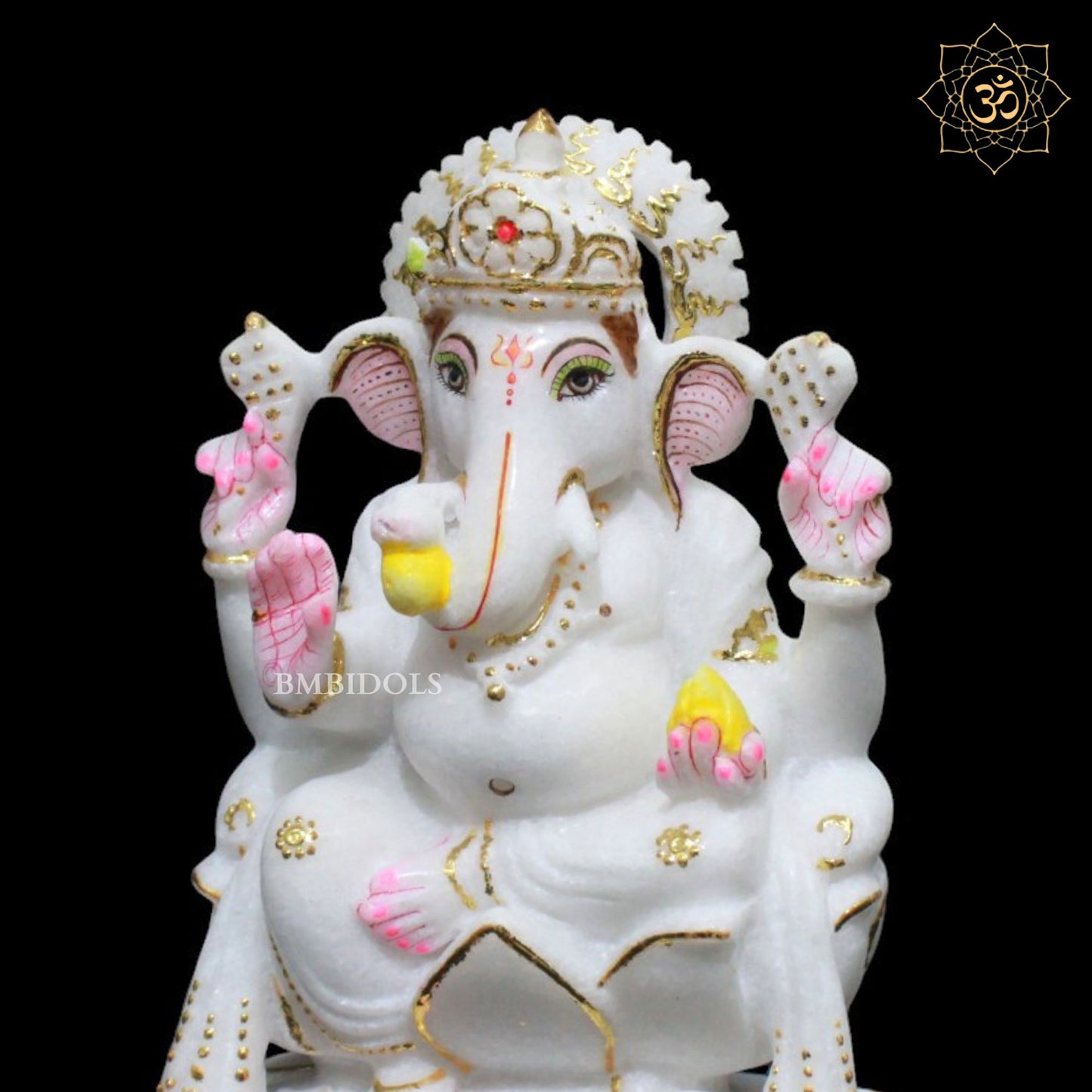 7inch Marble Ganesh Murti for Home Mandirs in Makrana Marble