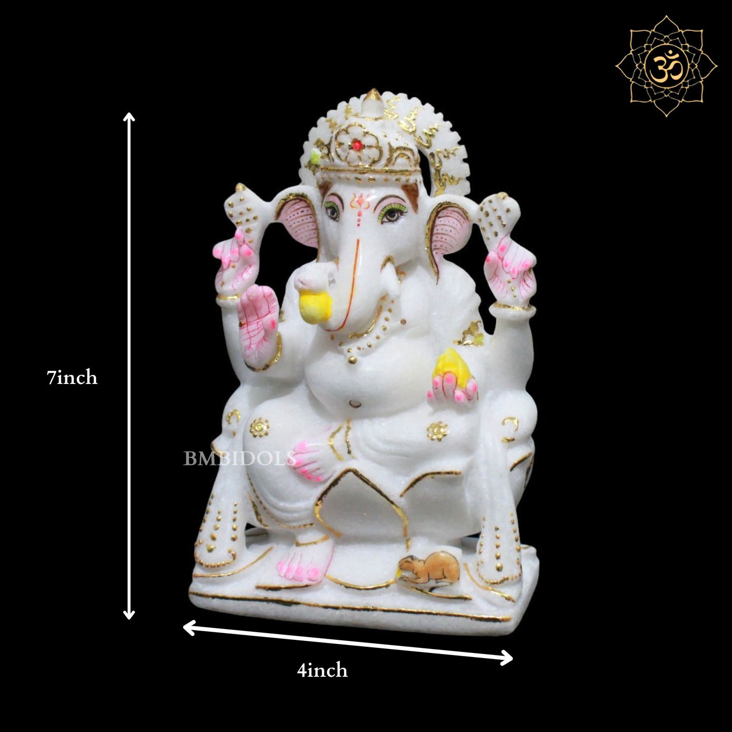 7inch Marble Ganesh Murti for Home Mandirs in Makrana Marble