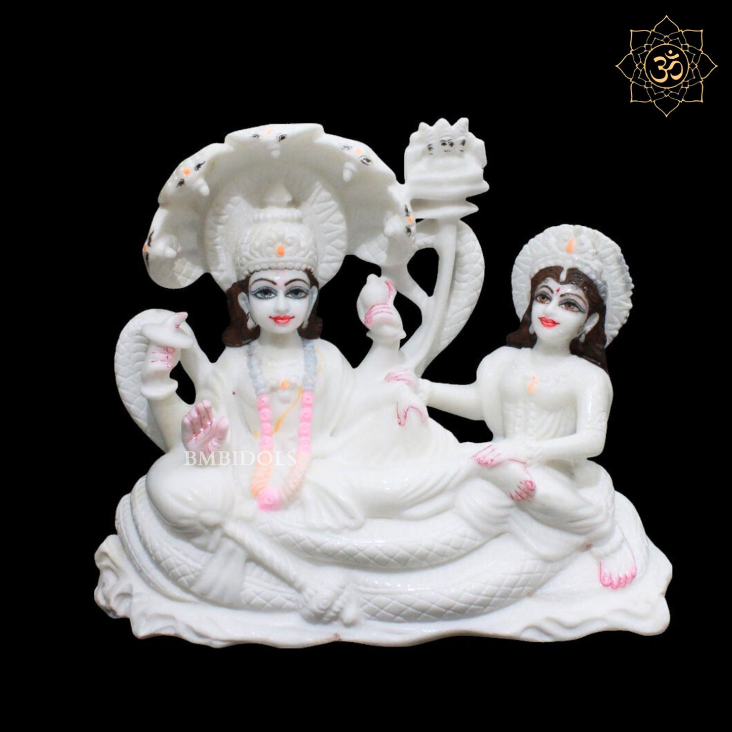 Lakshmi Narayan Marble Murti in white Marble Stone in 12inches