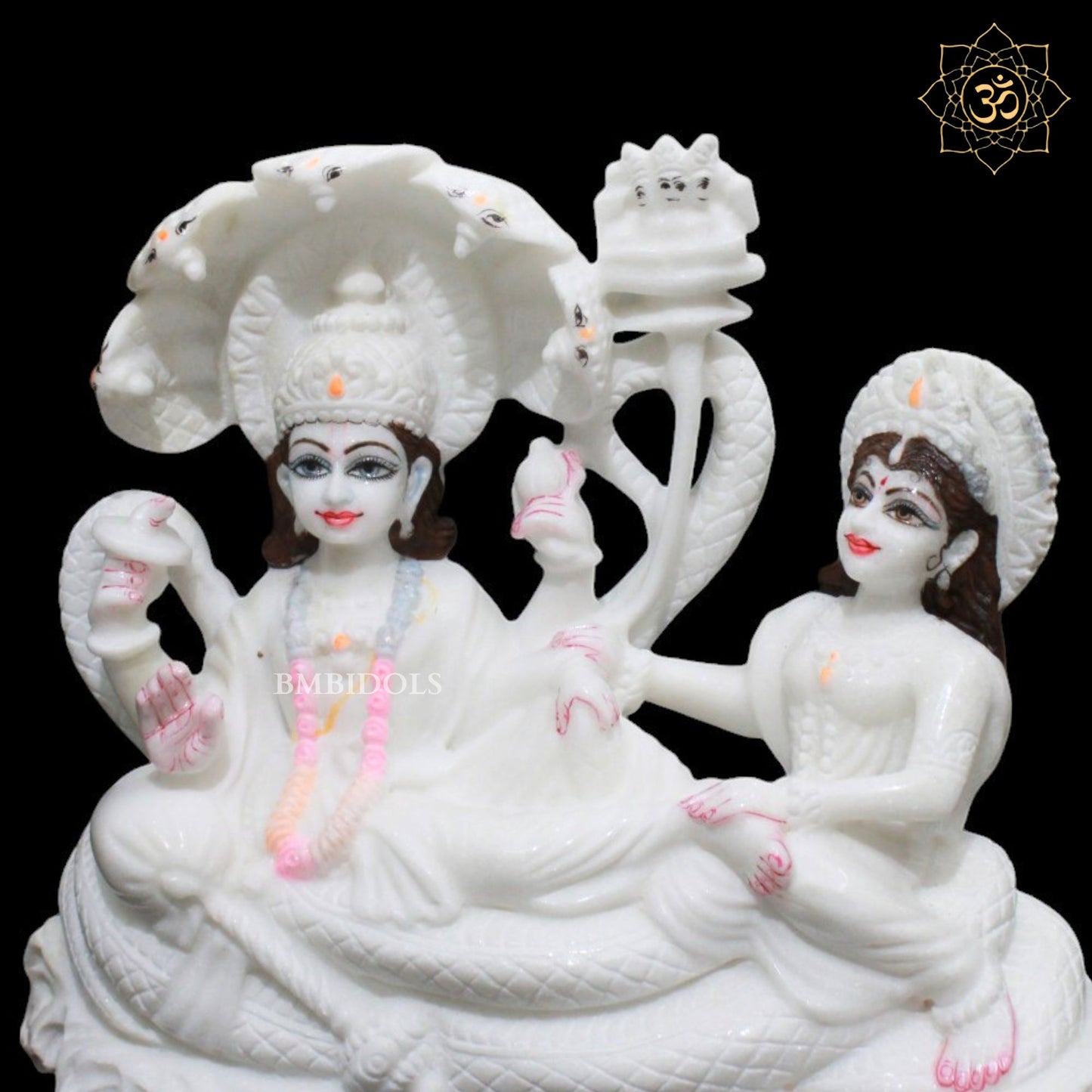 Lakshmi Narayan Marble Murti in white Marble Stone in 12inches