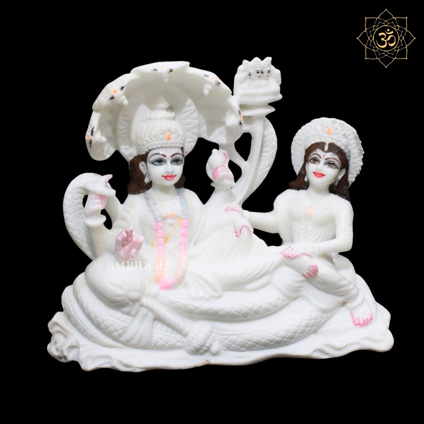 Lakshmi Narayan Marble Murti in white Marble Stone in 12inches