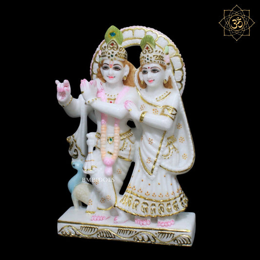 Marble Jugal Radha Krishna Murti for Homes and Temples in 12inches