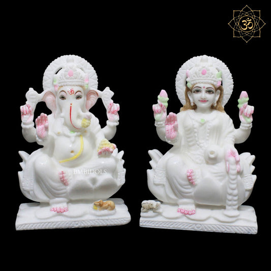 Ganesh Lakshmi Marble Murti for Home Mandirs in 9inches