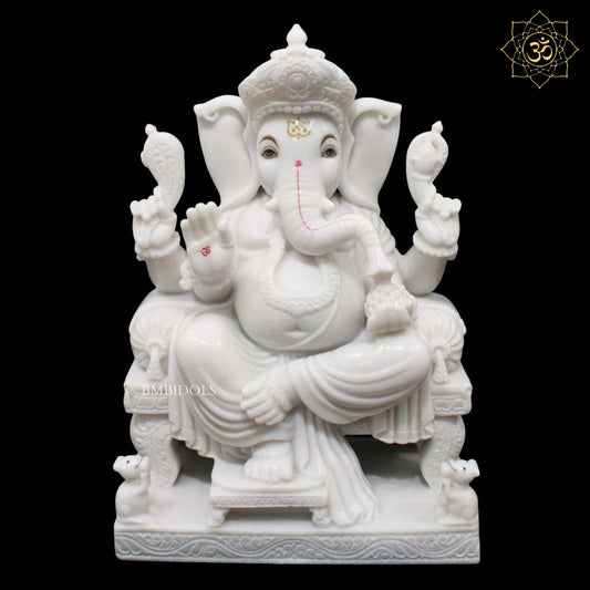 Ganesh Bhagwan Marble Murti in Makrana Marble in 18inches