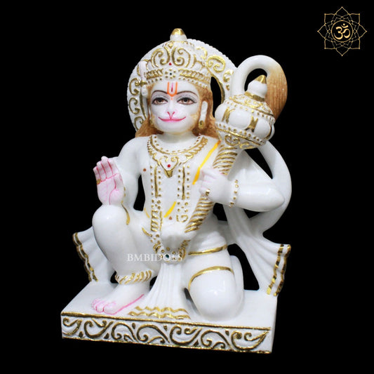 Marble Ashirwad Hanuman Murti for Homes and Temples in 12inches