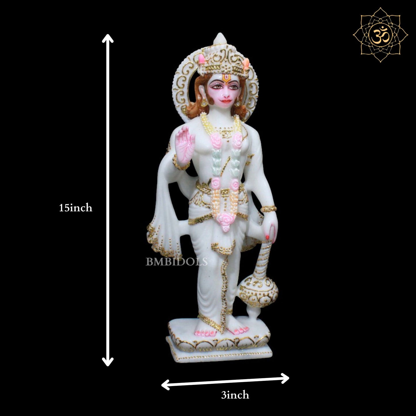 Ashirwad Marble Hanuman Murti in 15inch for Home and Temple