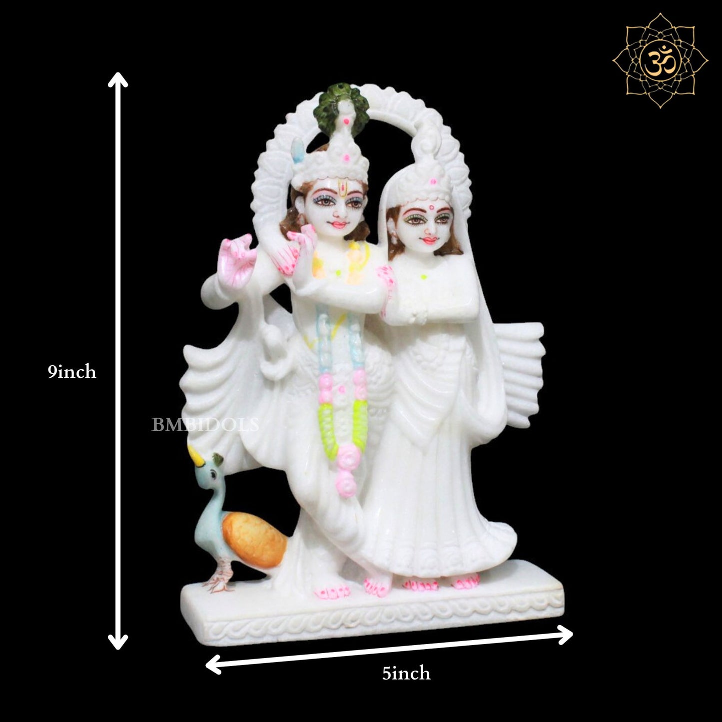 Jugal Radha Krishna Marble Statue for Homes and Mandirs in 9inches