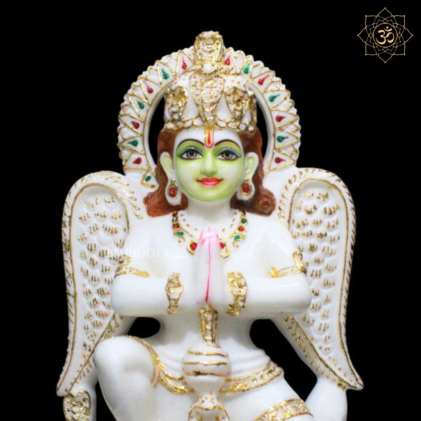 Marble Garuda Murti for Homes and Temples in 12inches in Makrana Marble