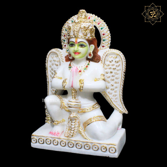 Marble Garuda Murti for Homes and Temples in 12inches in Makrana Marble