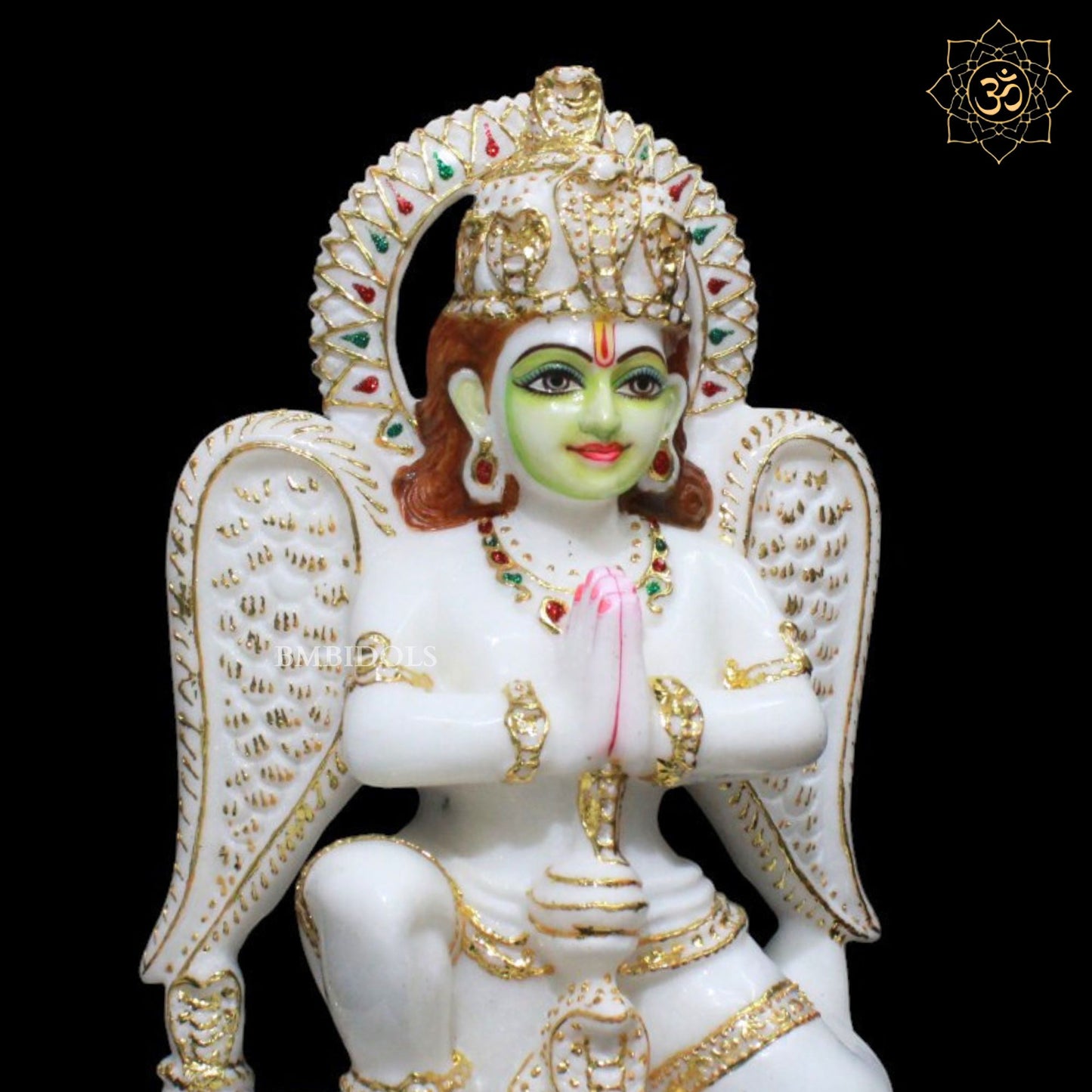 Marble Garuda Murti for Homes and Temples in 12inches in Makrana Marble