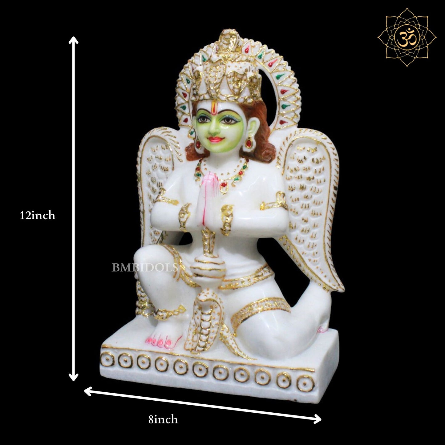 Marble Garuda Murti for Homes and Temples in 12inches in Makrana Marble