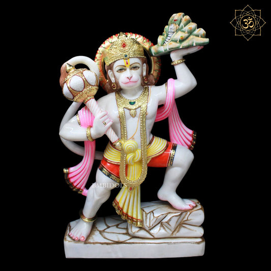 Veer Hanuman Marble Statue for Homes and Temples in 30inch