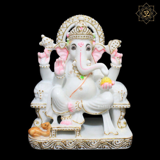Marble Ganesha Statue for Home Mandirs in 9inches